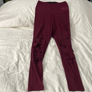 Victoria Secret PINK Burgundy Cut Out Leggings